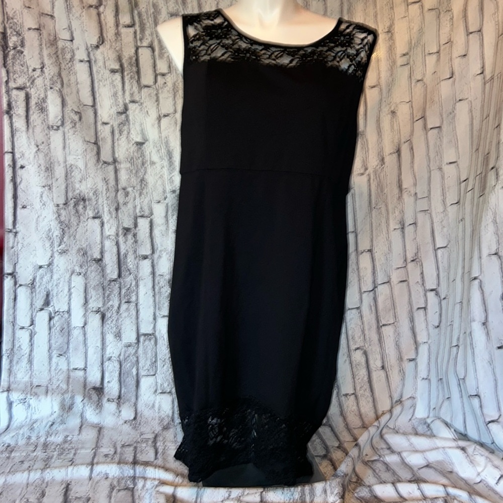Torrid Womens Tank Dress Sz 22 Black Floral Lace Scoop Neck Sleeveless Stretch